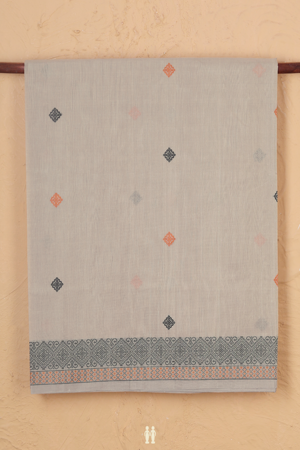 Coimbatore Cotton Saree In Pastel Brown With Threadwork Buttas