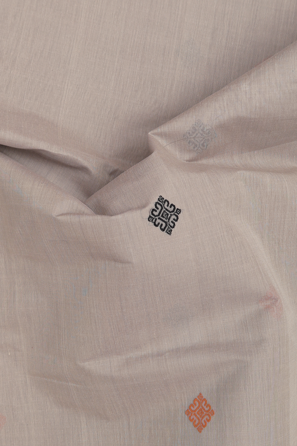 Coimbatore Cotton Saree In Pastel Brown With Threadwork Buttas