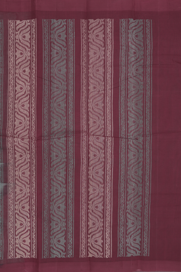 Kanchi Cotton Saree In Dusty Green With Threadwork Buttas