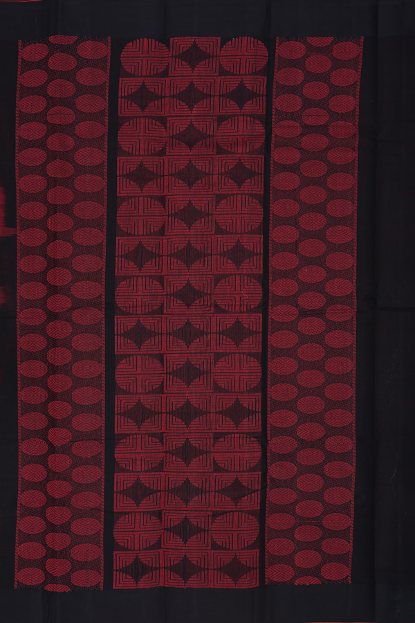 Kanchi Cotton Saree In Red With Threadwork Design
