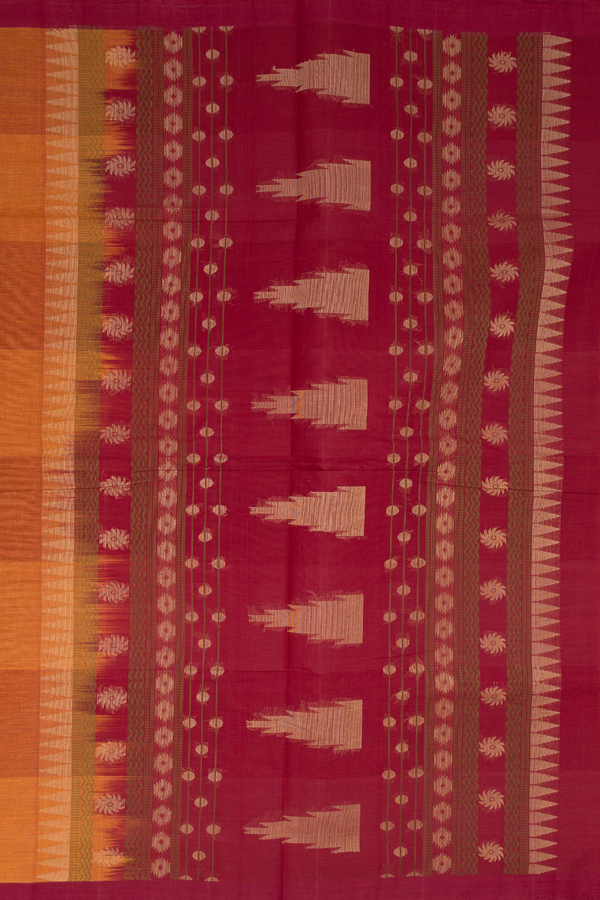 Coimbatore Cotton Saree Shades Of Orange With Temple Buttas