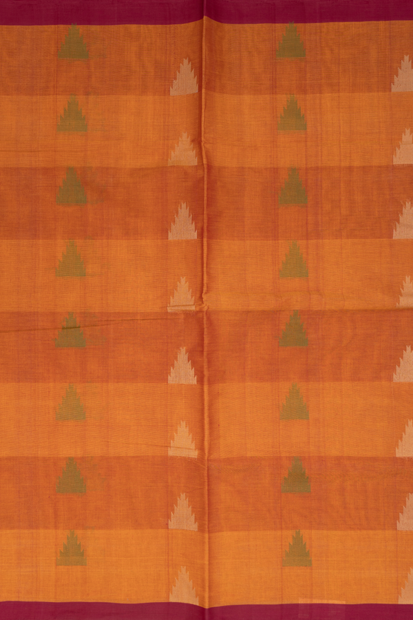 Coimbatore Cotton Saree Shades Of Orange With Temple Buttas