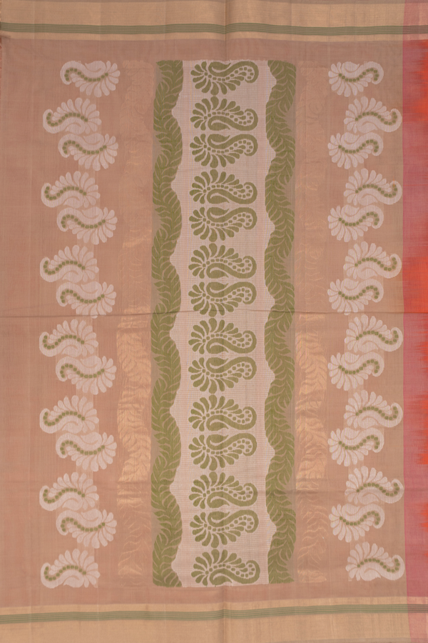 Coimbatore Cotton Saree In Bright Orange With Threadwork Buttas
