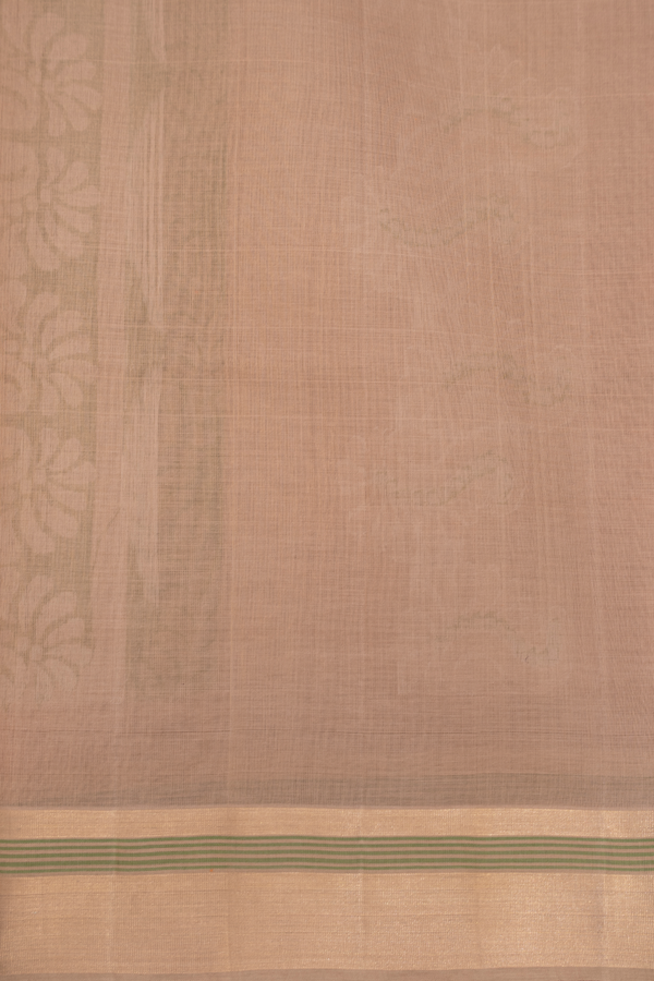 Coimbatore Cotton Saree In Bright Orange With Threadwork Buttas