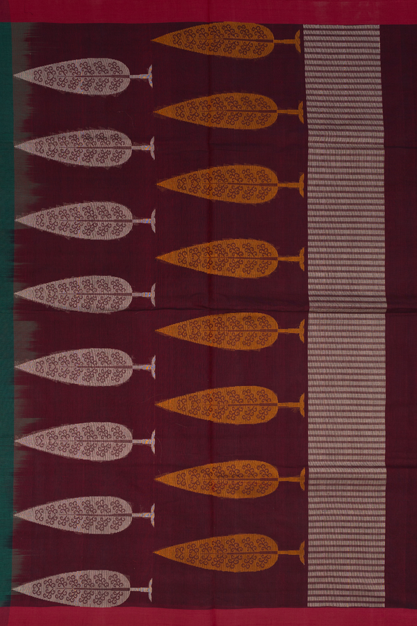 Coimbatore Cotton Saree Emerald Green With Threadwork Buttas