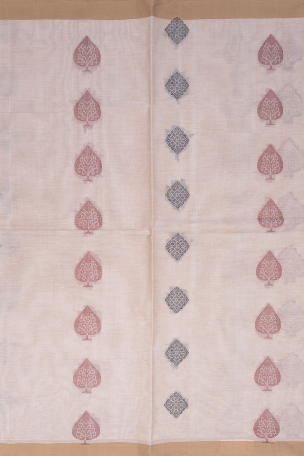 Coimbatore Cotton Saree In Ivory With Threadwork Buttas