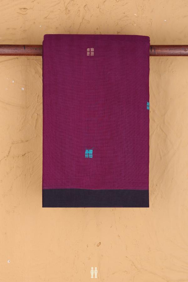 Kanchi Cotton Saree In Purple With Threadwork Buttas
