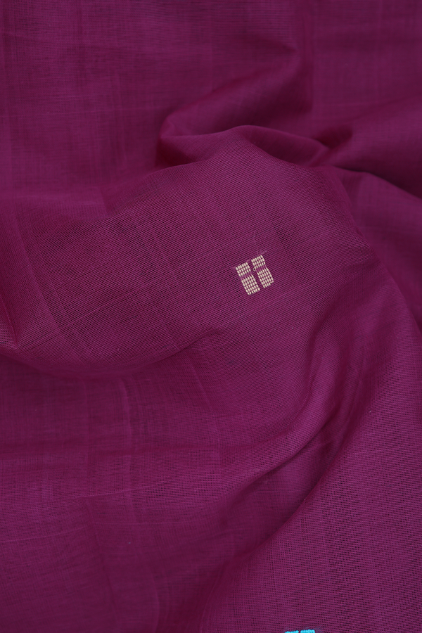 Kanchi Cotton Saree In Purple With Threadwork Buttas