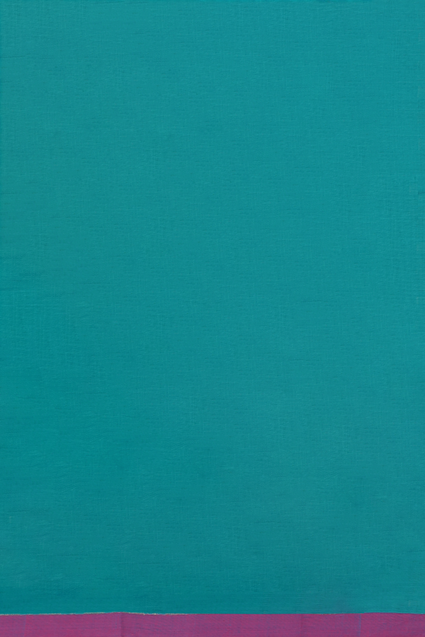 Chettinadu Cotton Saree In Teal Blue With Threadwork Design