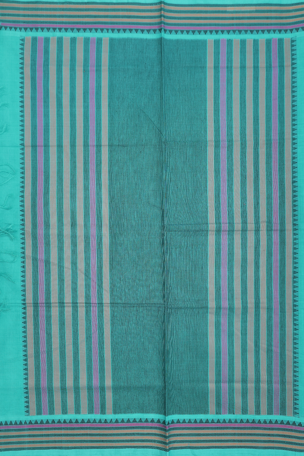 Coimbatore Cotton Saree In Sea Green With Threadwork Buttas