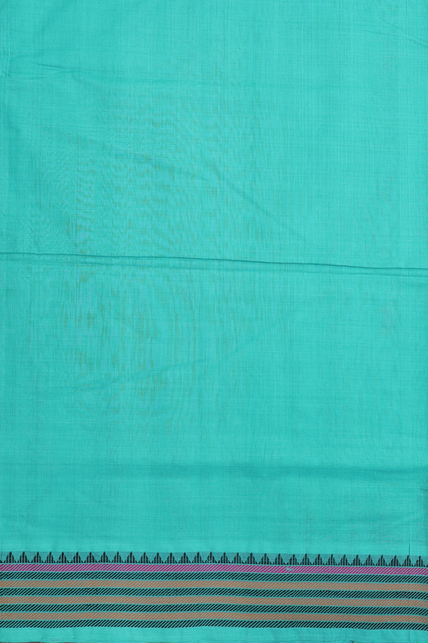 Coimbatore Cotton Saree In Sea Green With Threadwork Buttas