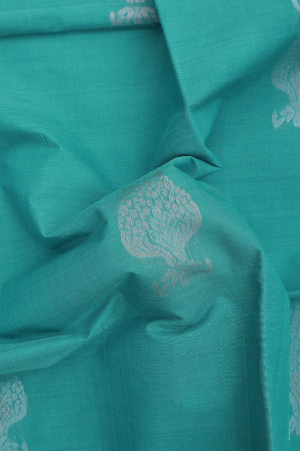 Coimbatore Cotton Saree In Blue With Zari Motifs
