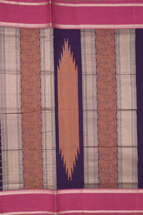 Coimbatore Cotton Saree In Regal Purple With Stripes Design