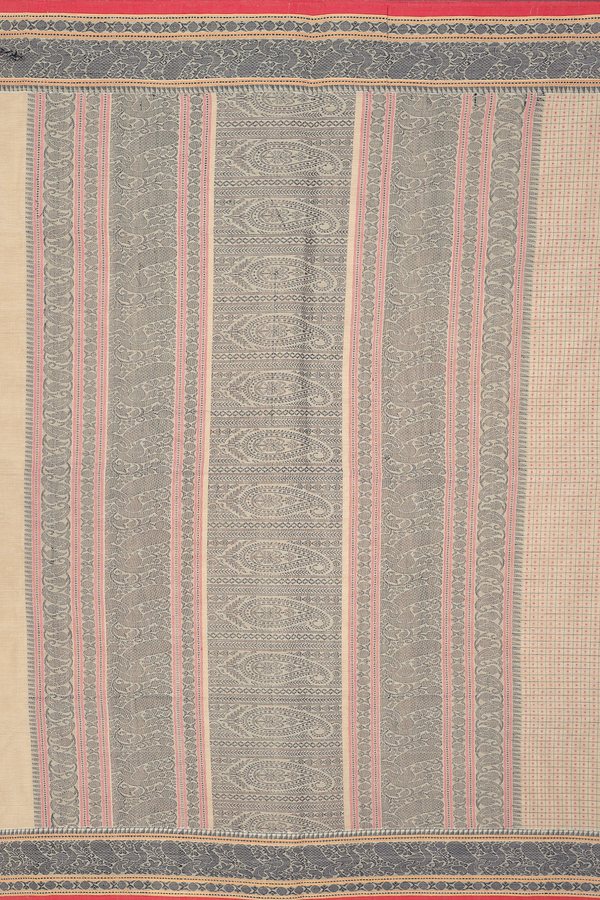 Coimbatore Cotton Saree Pastel Brown With Threadwork Buttas