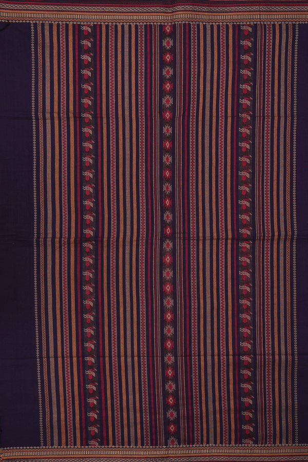 Coimbatore Cotton Saree In Deep Purple With Threadwork Buttas