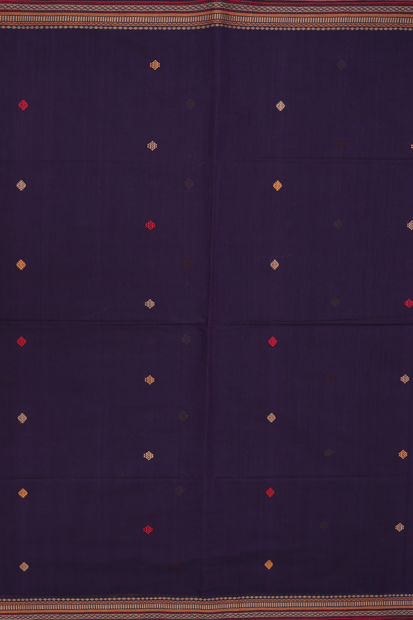 Coimbatore Cotton Saree In Deep Purple With Threadwork Buttas