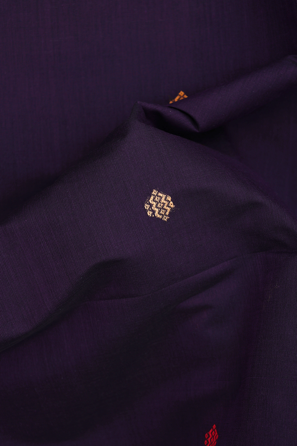 Coimbatore Cotton Saree In Deep Purple With Threadwork Buttas
