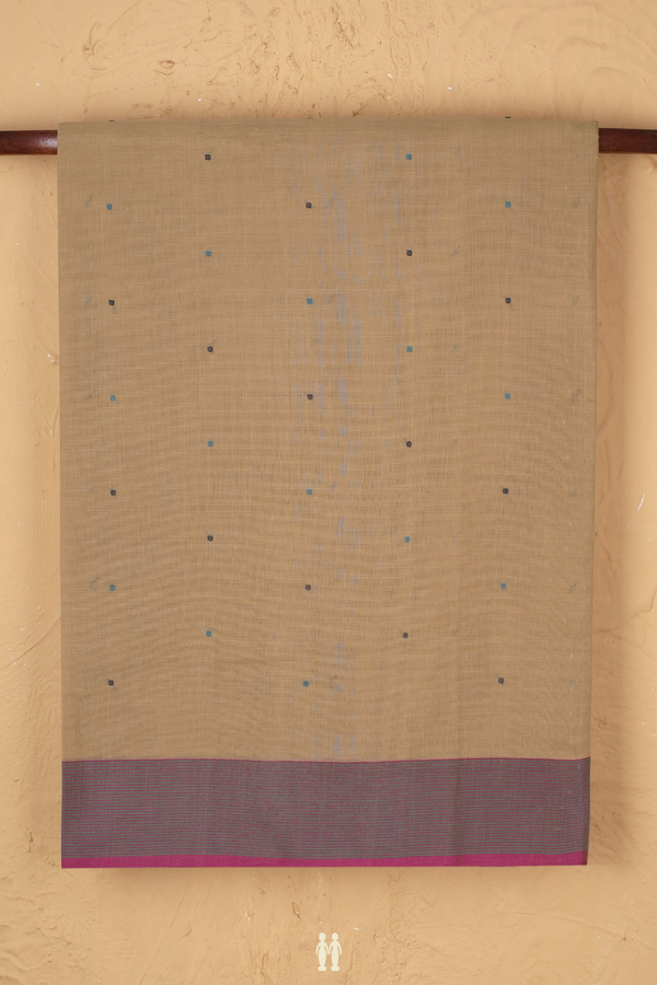 Coimbatore Cotton Saree In Brown With Threadwork Buttis