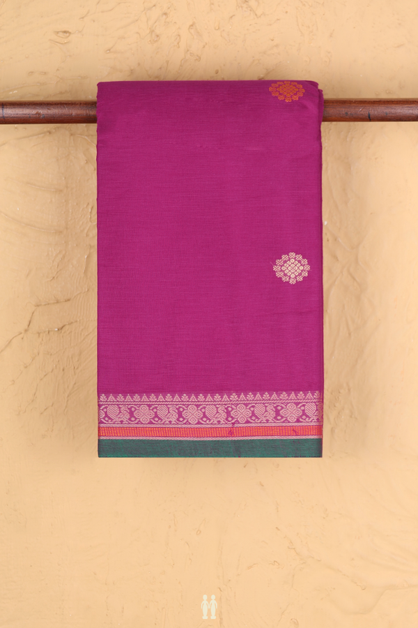 Chettinadu Cotton Saree Grape Purple With Threadwork Buttas