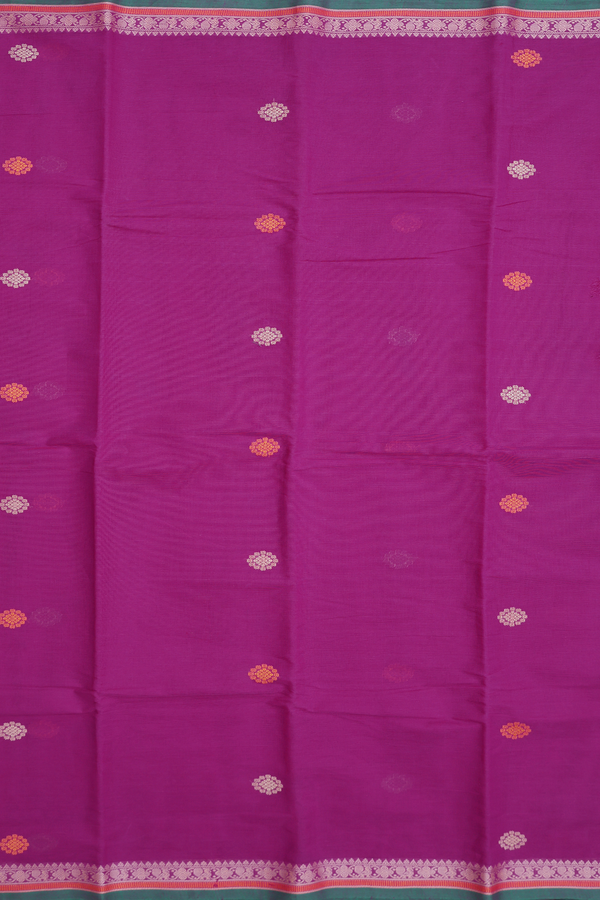 Chettinadu Cotton Saree Grape Purple With Threadwork Buttas