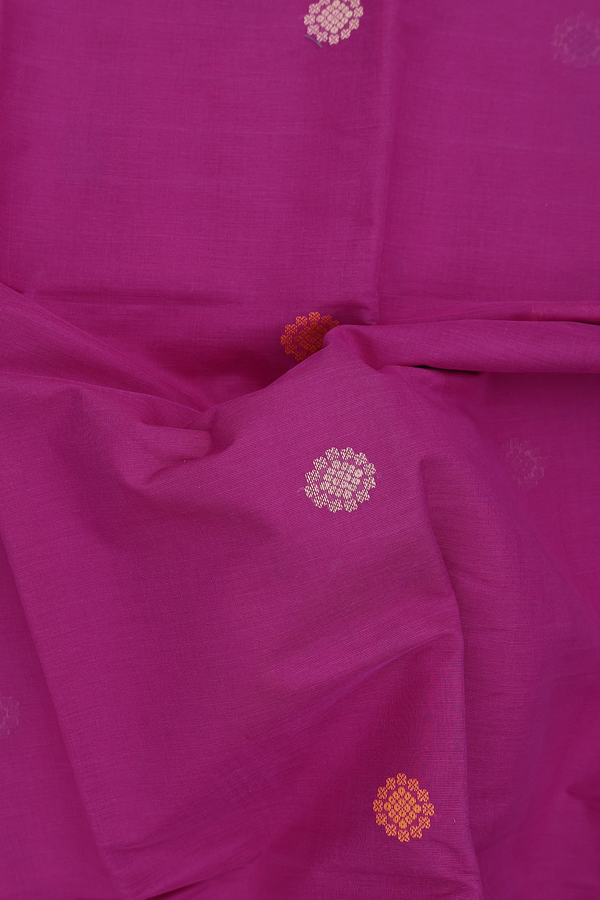 Chettinadu Cotton Saree Grape Purple With Threadwork Buttas