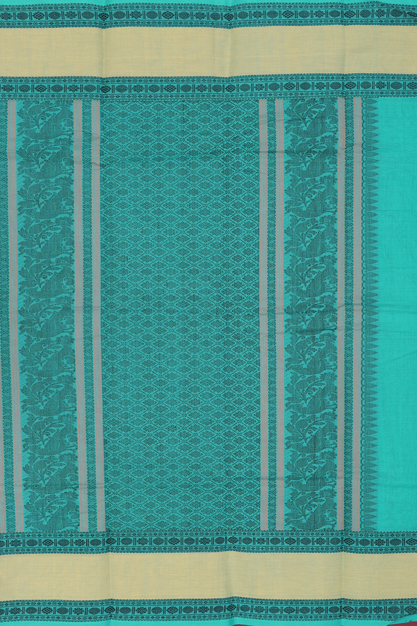 Chettinadu Cotton Saree In Sea Green With Checks Design