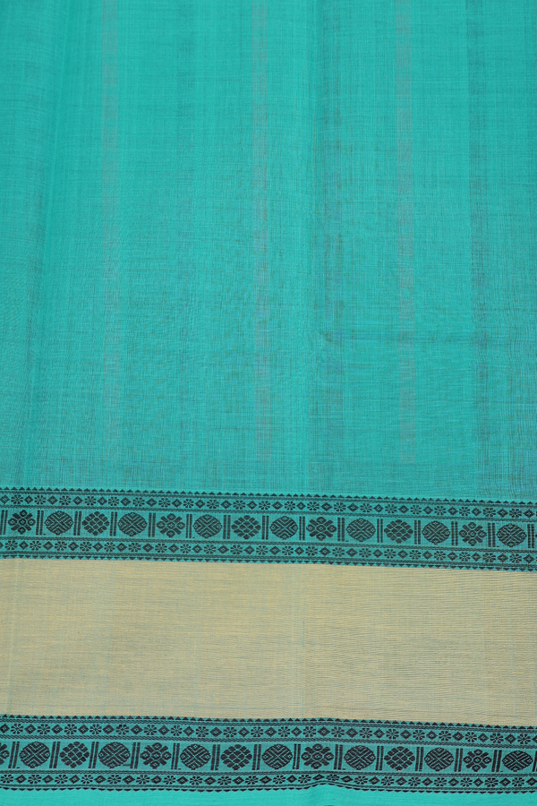 Chettinadu Cotton Saree In Sea Green With Checks Design