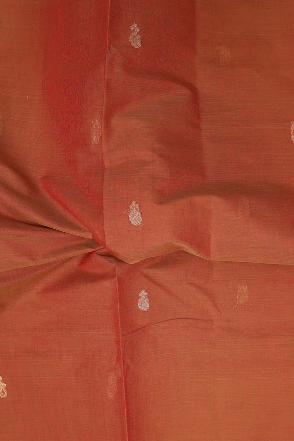 Coimbatore Cotton Saree In Burnt Orange With Zari Buttas