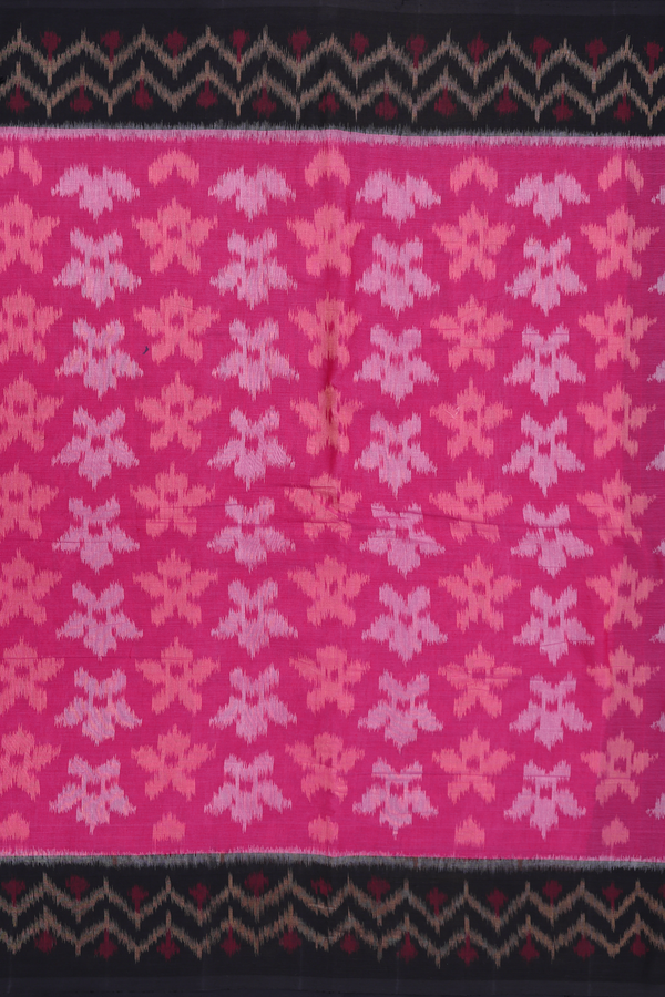 Pochampally Cotton Saree In Rani Pink With Allover Design