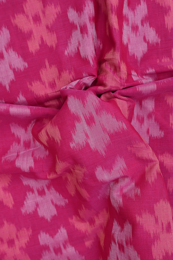 Pochampally Cotton Saree In Rani Pink With Allover Design