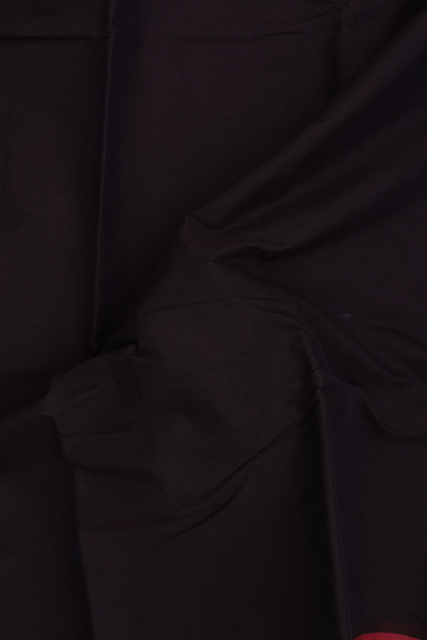 Kanchi Cotton Saree In Dark Oak Brown With Contrast Border