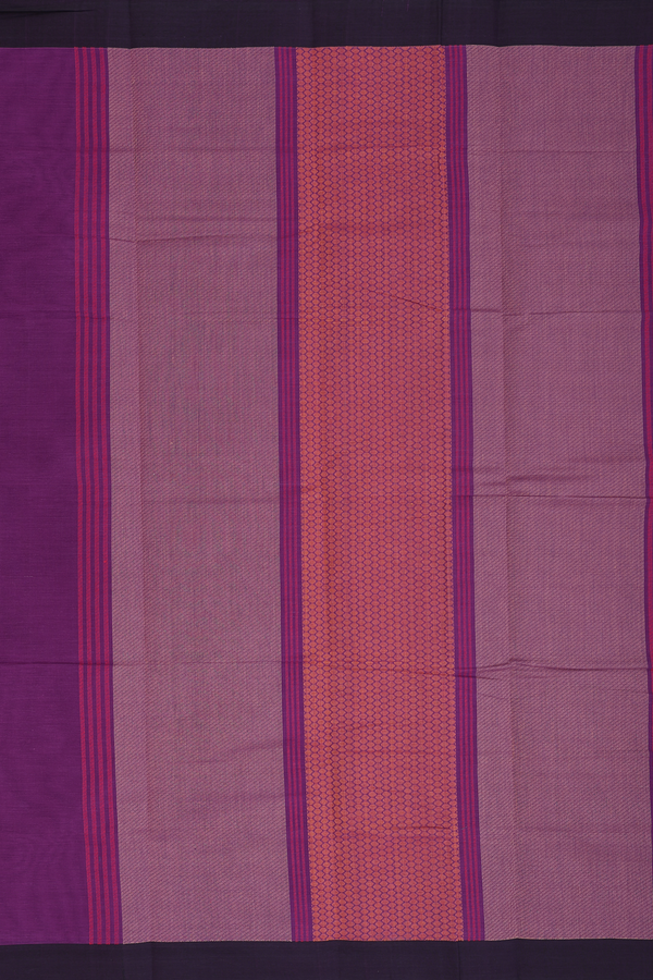 Kanchi Cotton Saree In Grape Purple With Threadwork Buttas
