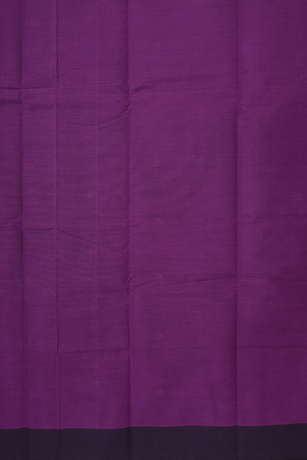 Kanchi Cotton Saree In Grape Purple With Threadwork Buttas