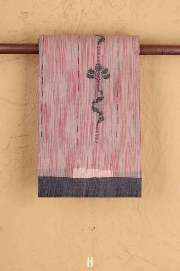 Kanchi Cotton Saree In Pastel Brown With Threadwork Design