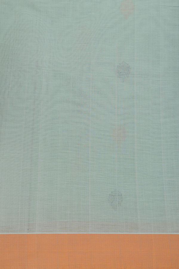 Coimbatore Cotton Saree In Dusty Green With Paisley Buttas