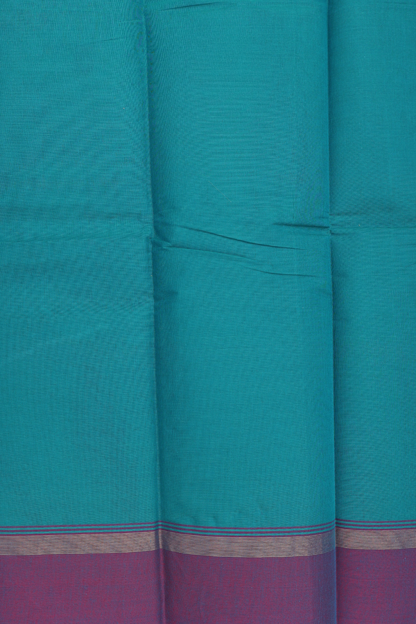 Kanchi Cotton Saree In Teal Blue With Threadwork Buttas