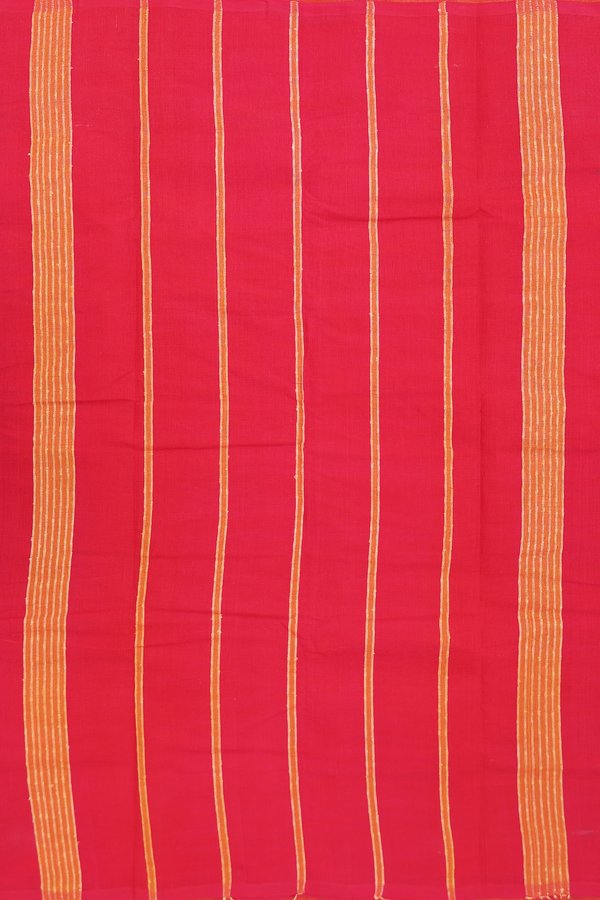 Kanchi Cotton Saree In Marigold Orange With Contrast Border