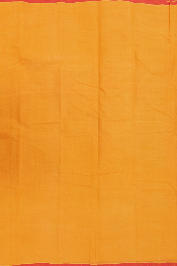 Kanchi Cotton Saree In Marigold Orange With Contrast Border