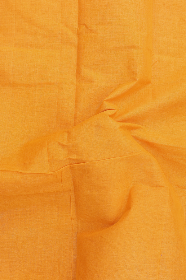 Kanchi Cotton Saree In Marigold Orange With Contrast Border