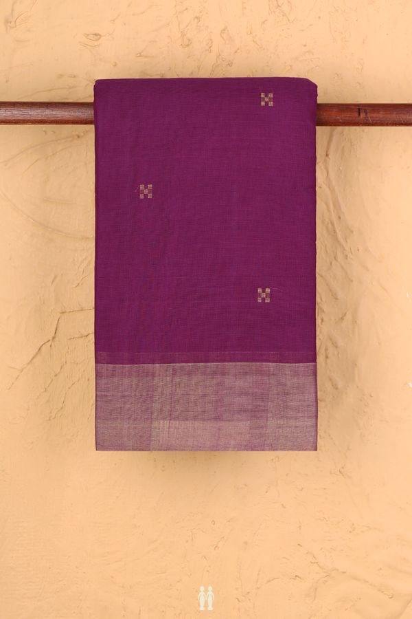 Kanchi Cotton Saree In Purple With Threadwork Buttas