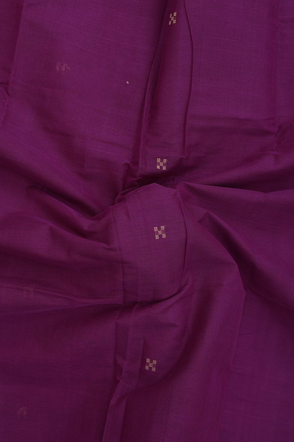 Kanchi Cotton Saree In Purple With Threadwork Buttas