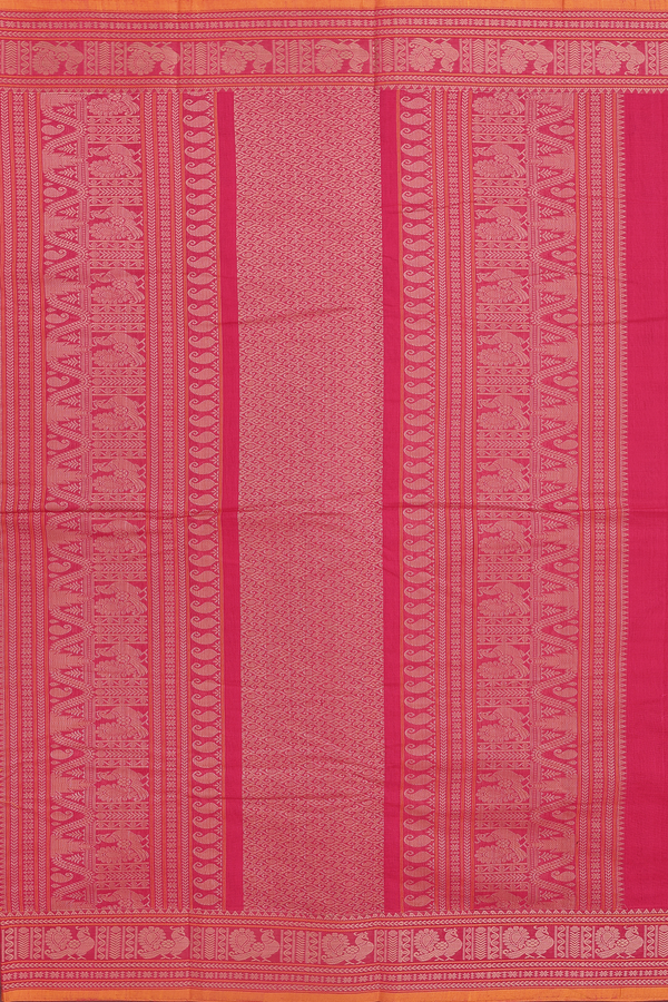 Coimbatore Cotton Saree In Rani Pink With Checks Design