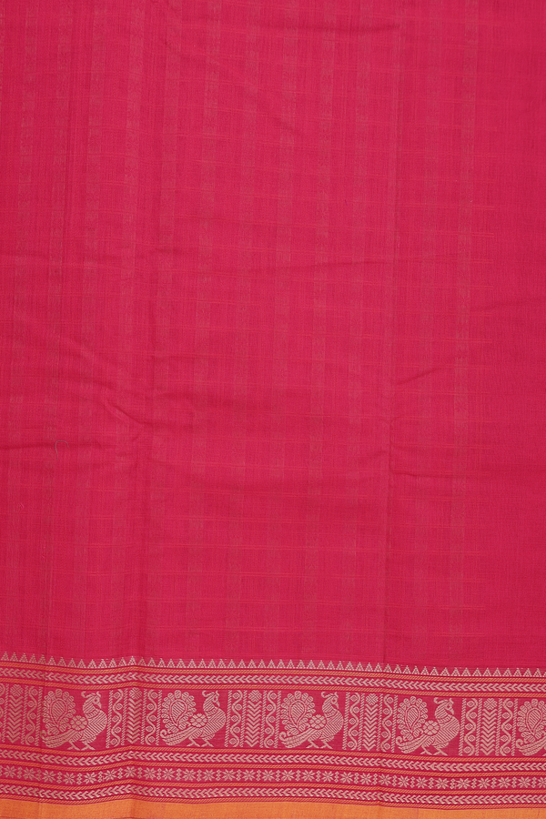 Coimbatore Cotton Saree In Rani Pink With Checks Design