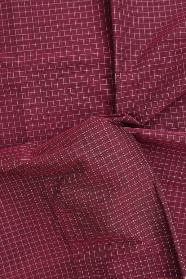 Coimbatore Cotton Saree In Deep Mulberry With Checks Design
