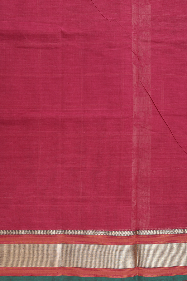 Coimbatore Cotton Saree In Dark Pink With Checks Design