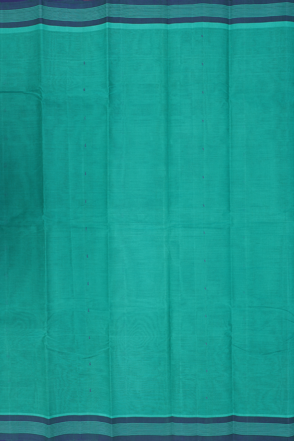 Kanchi Cotton Saree In Blueish Green With Threadwork Buttis