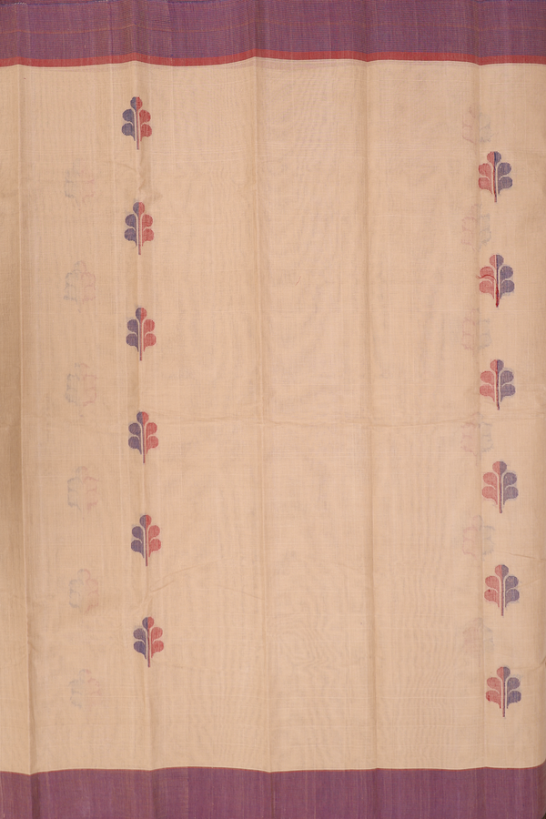 Kanchi Cotton Saree In Brown With Threadwork Buttas