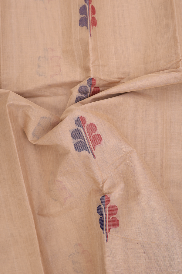 Kanchi Cotton Saree In Brown With Threadwork Buttas