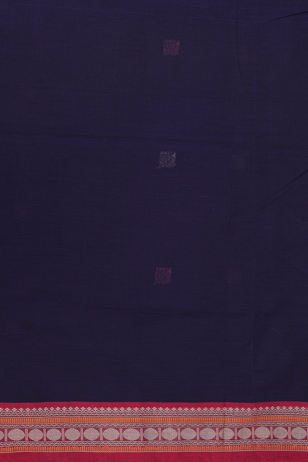 Coimbatore Cotton Saree In Navy Blue With Threadwork Buttas