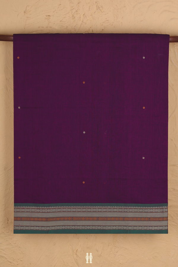 Coimbatore Cotton Saree In Grape Purple With Threadwork Buttis